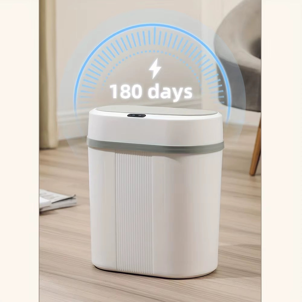 Smart 12L Trash Can – Motion Sensor, Waterproof, Silent Lid, Odour-Sealed | White