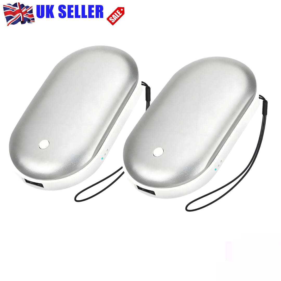 2-Pack USB Rechargeable Hand Warmers & Power Bank – Electric Pocket Heaters