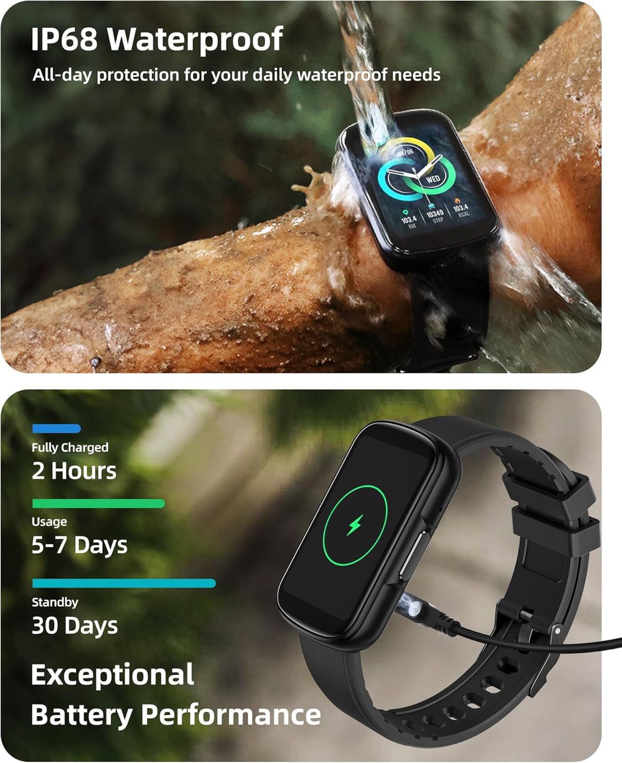 Fitness Tracker with Bluetooth Calls – 1.57" Smart Watch, Heart Rate & Sleep Monitor, 110+ Sports Modes, IP68 Waterproof