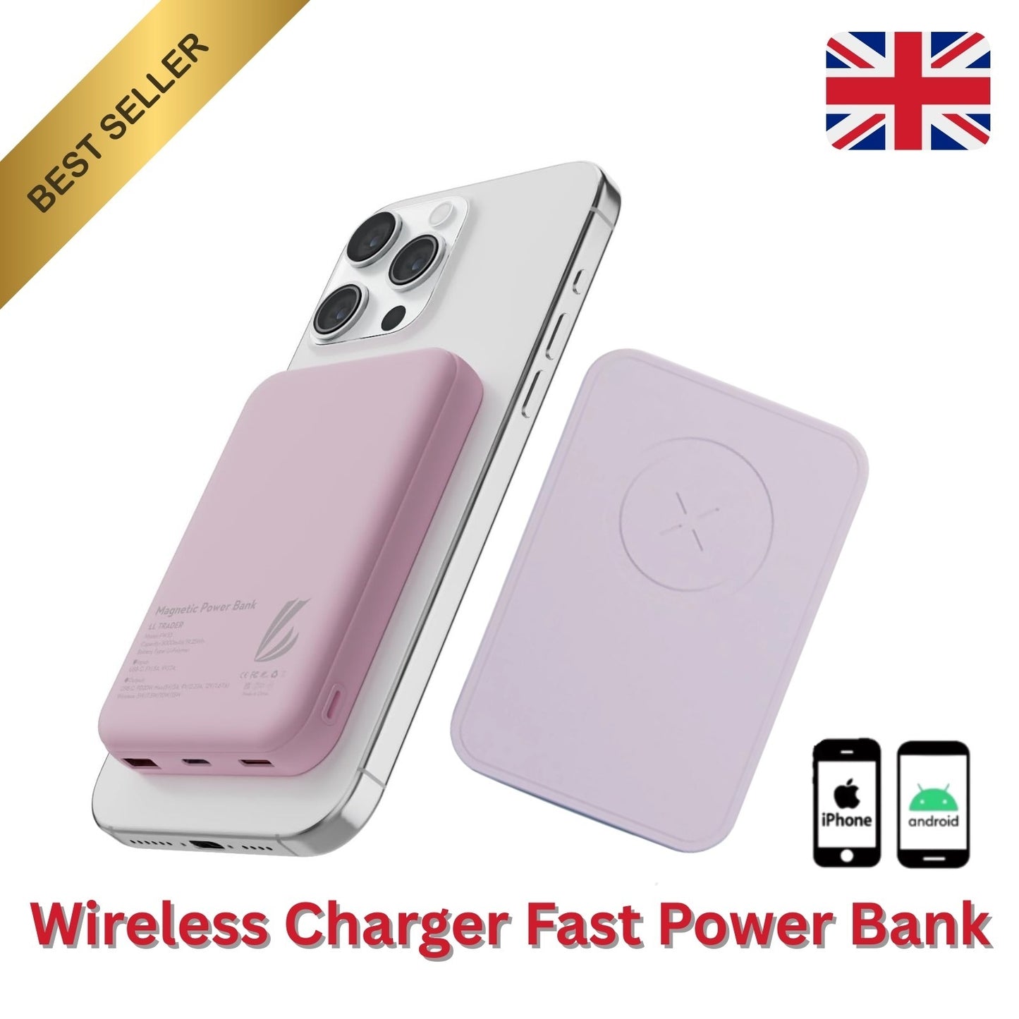 10000mAh Magnetic Wireless Power Bank – Fast-Charging Magsafe Portable Charger