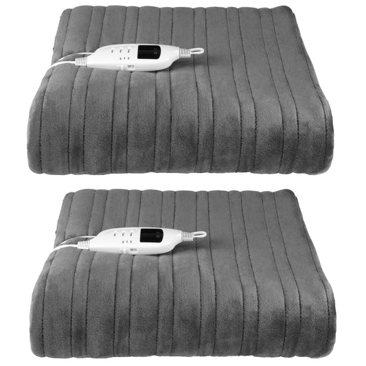 Kleeneze Electric Heated Throw – 2-Pack Fleece Blankets, 9 Heat Settings, Timer, Machine Washable