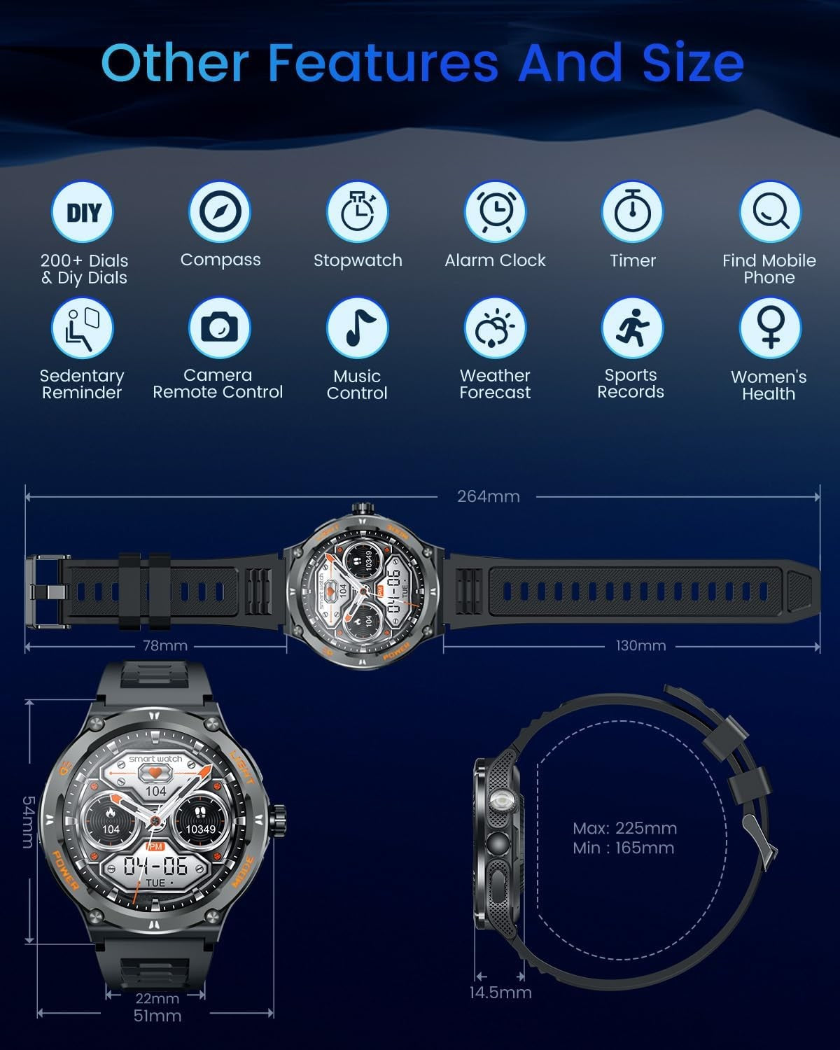 Smart Watch for Men – 1.53" HD Screen, 3ATM Waterproof Fitness Tracker with Bluetooth Calls