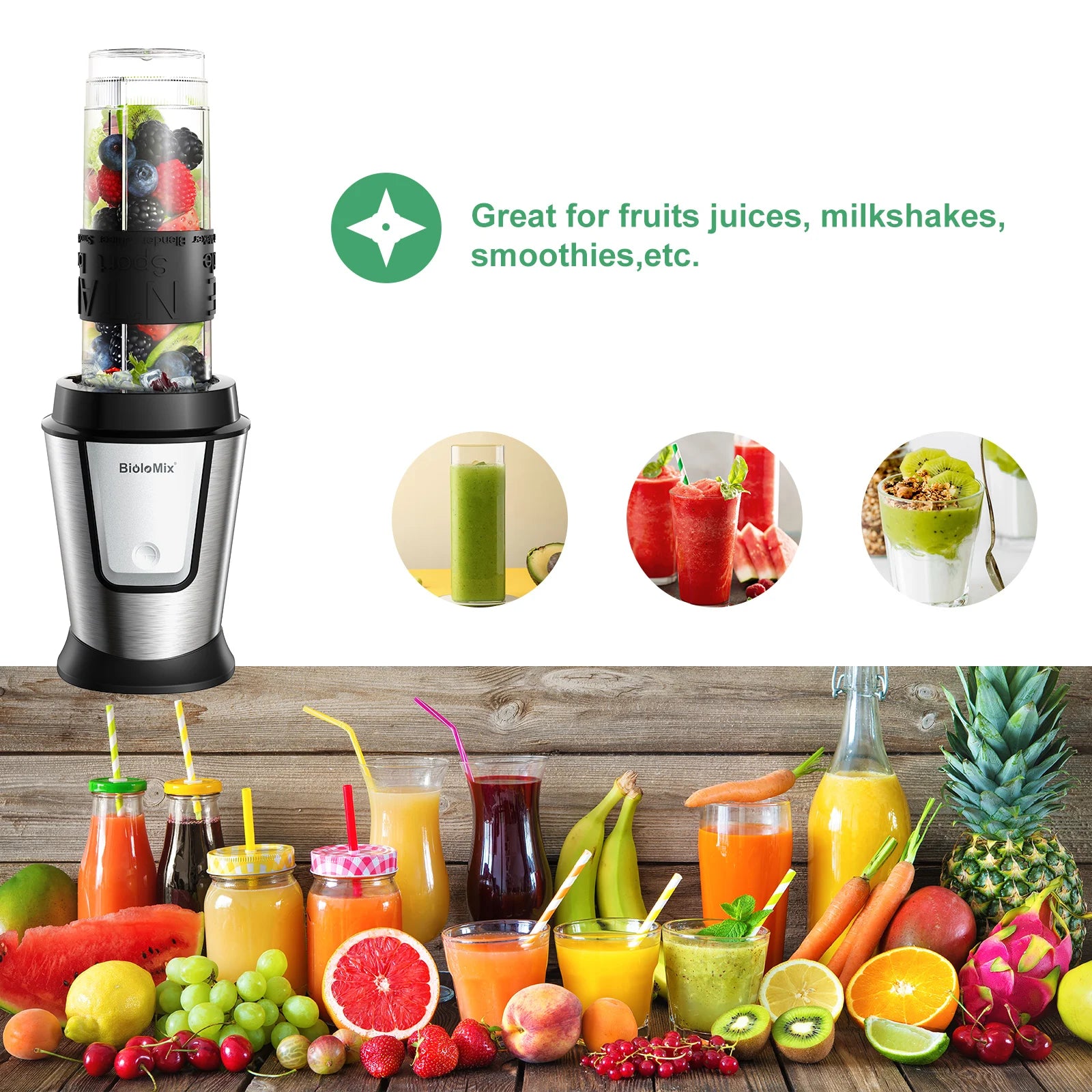3-in-1 700W Food Processor & Portable Blender – Smoothie Maker, Chopper & Grinder