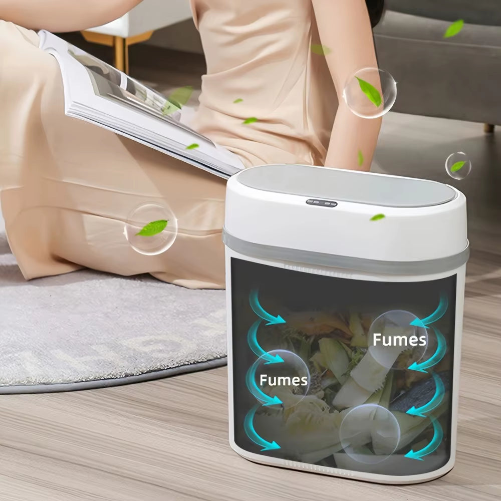 Smart 12L Trash Can – Motion Sensor, Waterproof, Silent Lid, Odour-Sealed | White