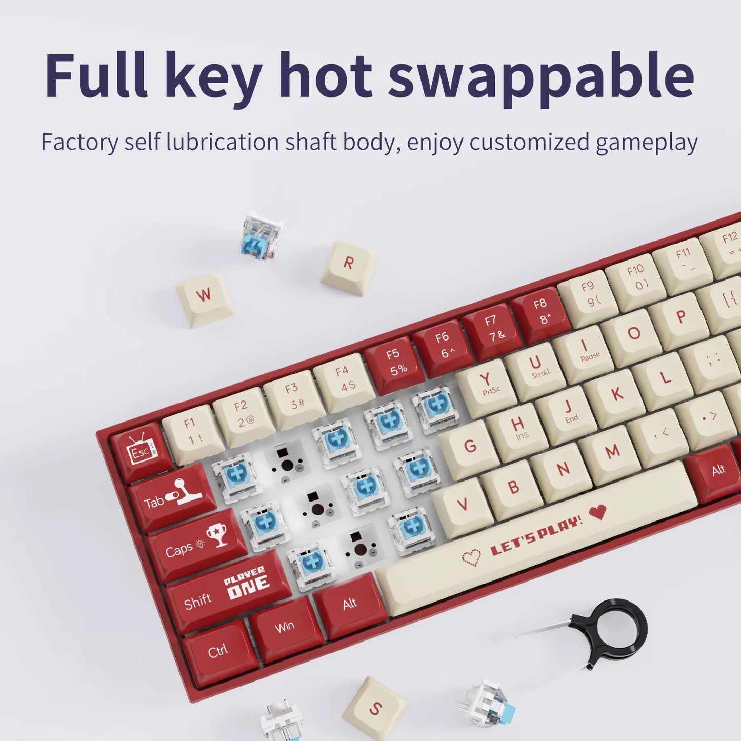 AJAZZ AK680 Mechanical Keyboard – 68 Keys, Hot-Swap, Bluetooth 5.0 / 2.4G / Wired, Gasket Mount, Compact