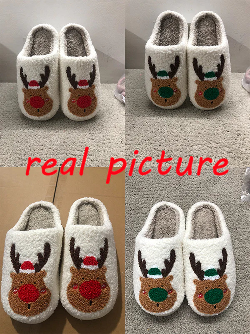 Cozy Elk Winter Slippers – Soft Plush Indoor Shoes, Warm Slip-Ons for Men & Women