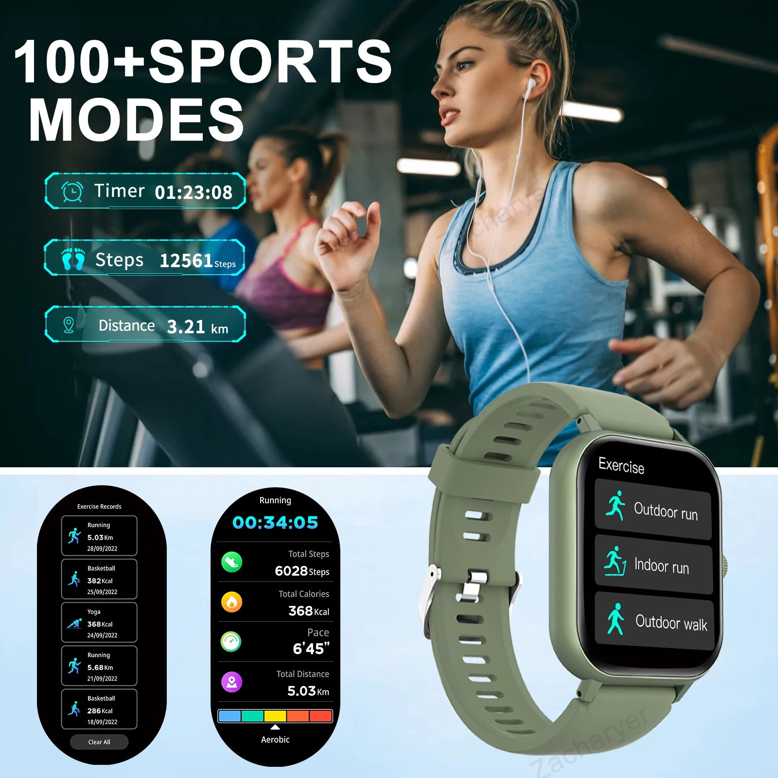 Wireless Smart Watch – Call Alerts, Fitness Tracking, Soft Silicone Strap