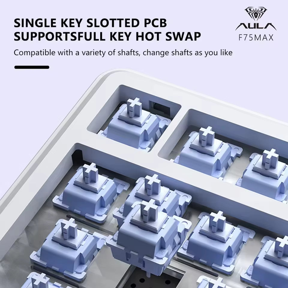 Aula F75 MAX Mechanical Keyboard – 75% Hot-Swap, RGB, TFT Screen, Bluetooth / 2.4G / Wired