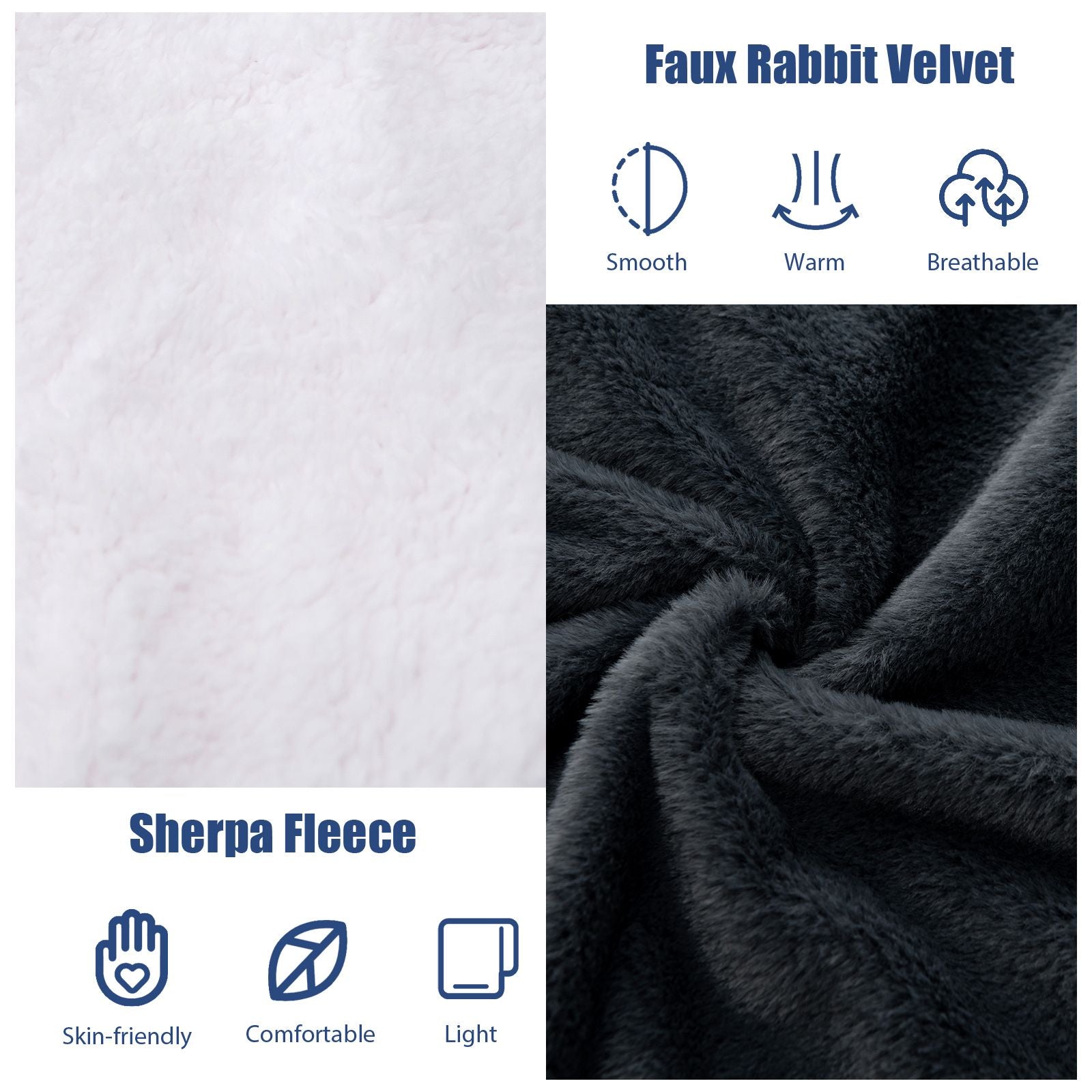 Electric Heated Blanket Throw – 10 Heat Settings, Reversible Sherpa & Velvet, Auto Shut-Off