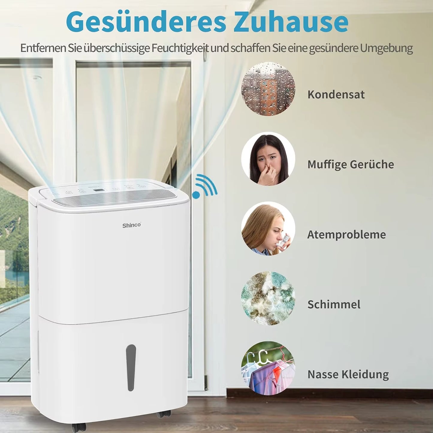 30L Electric Dehumidifier with WiFi | Energy-Saving, Automatic Restart, Laundry Mode, 24H Timer