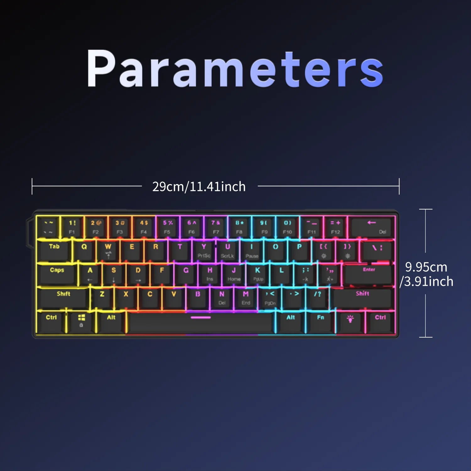 Ajazz NK61 Mechanical Wired Gaming Keyboard RGB Lighting Supports Hot-Swappable 61-Key Mechanical Wired Gaming Keyboard