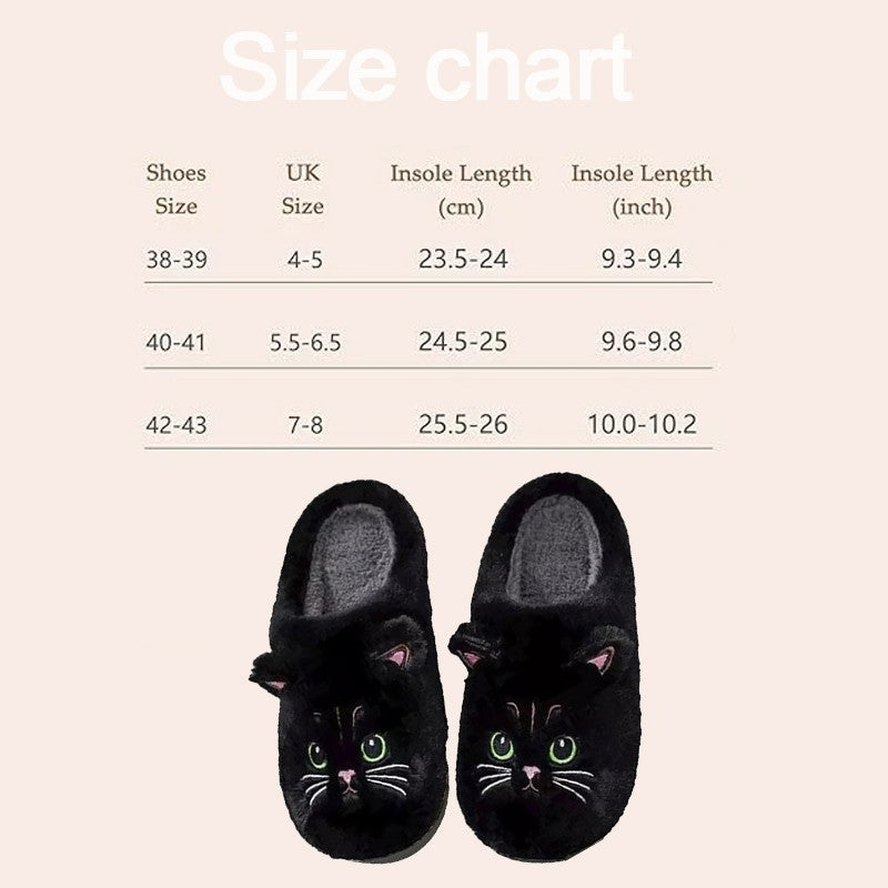 Cute Cartoon Cat Slippers – Warm Plush Indoor Slides, Non-Slip Unisex