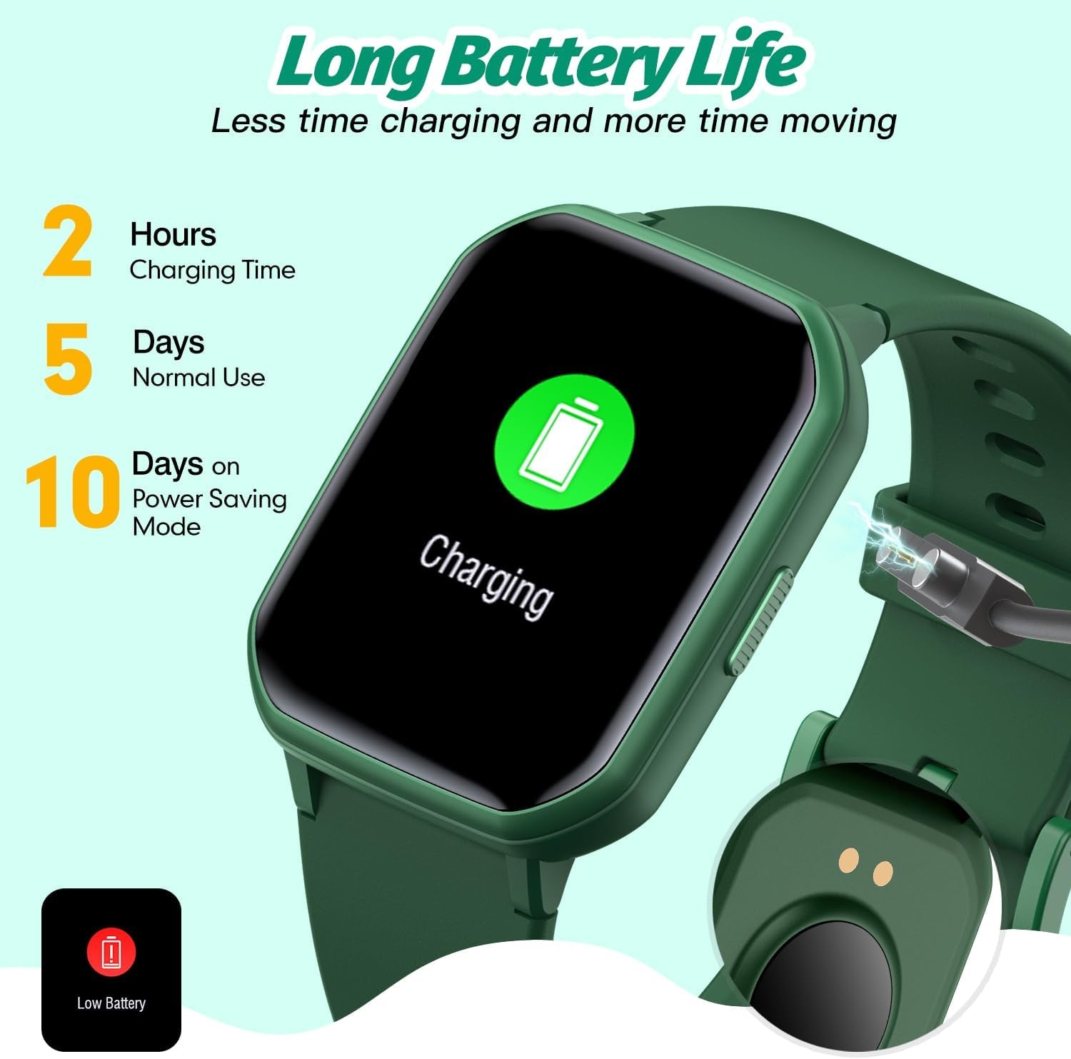 Kids Smart Watch – IP68 Waterproof Fitness Tracker with DIY Faces, Heart Rate & Sleep Monitor (Green) 