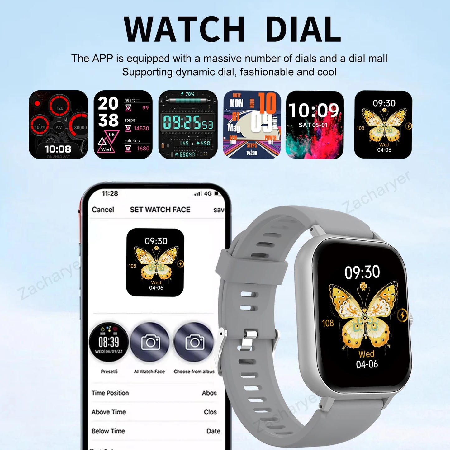 Wireless Smart Watch – Call Alerts, Fitness Tracking, Soft Silicone Strap