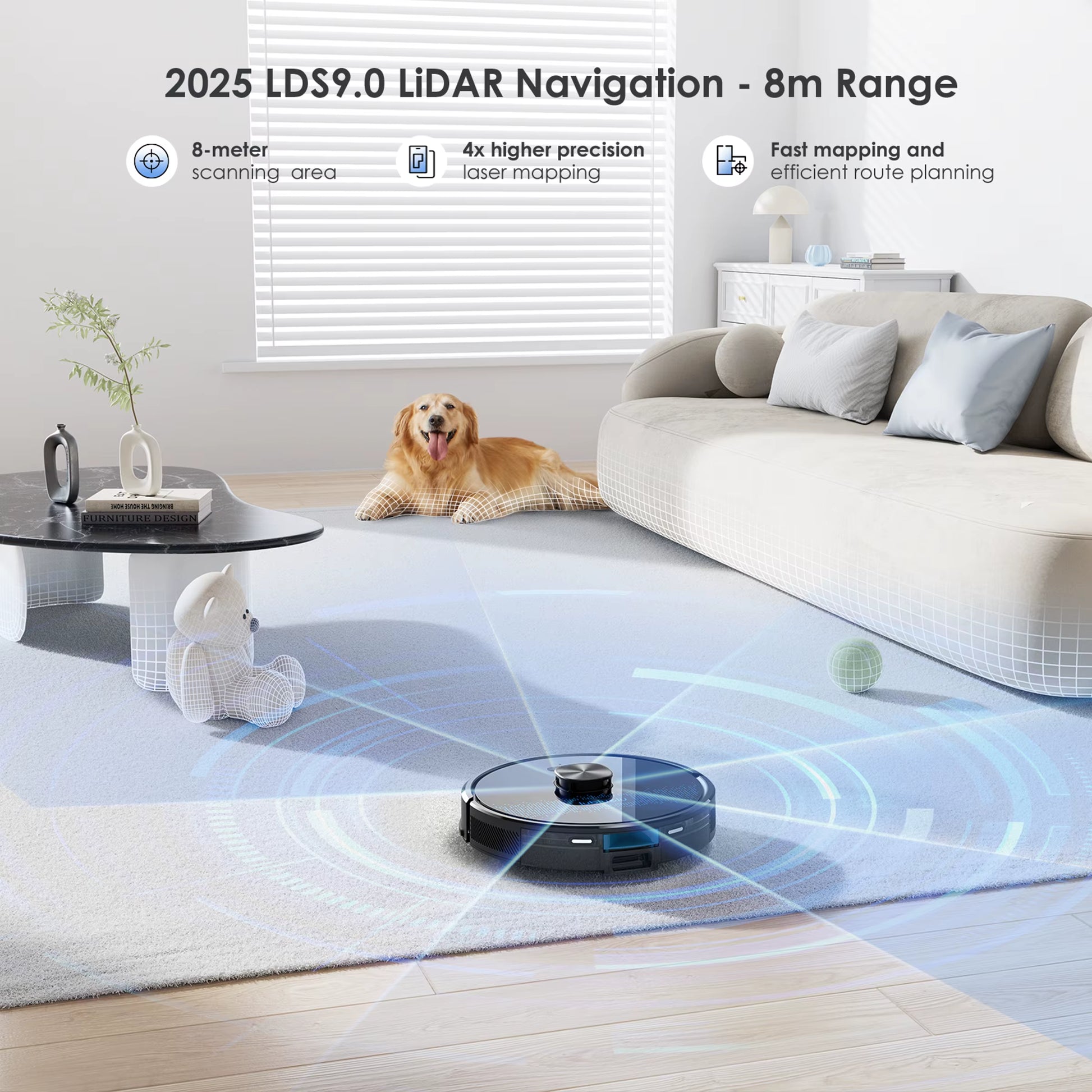 5000Pa Robot Vacuum Cleaner – Mapping, No-Go Zones, Self-Charging, Pet-Friendly