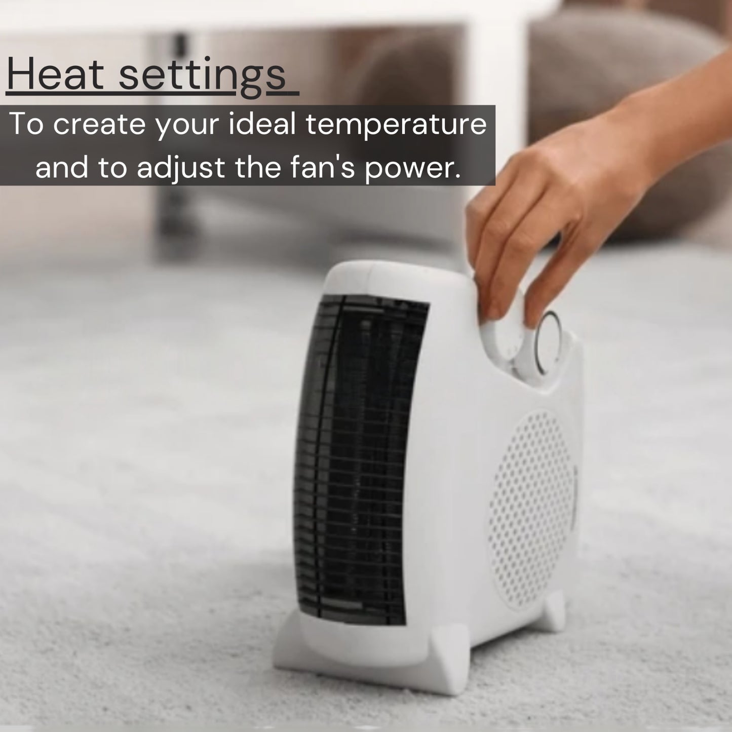 2000W Portable Electric Heater – Silent Fan for Home & Office with 2 Heat Settings