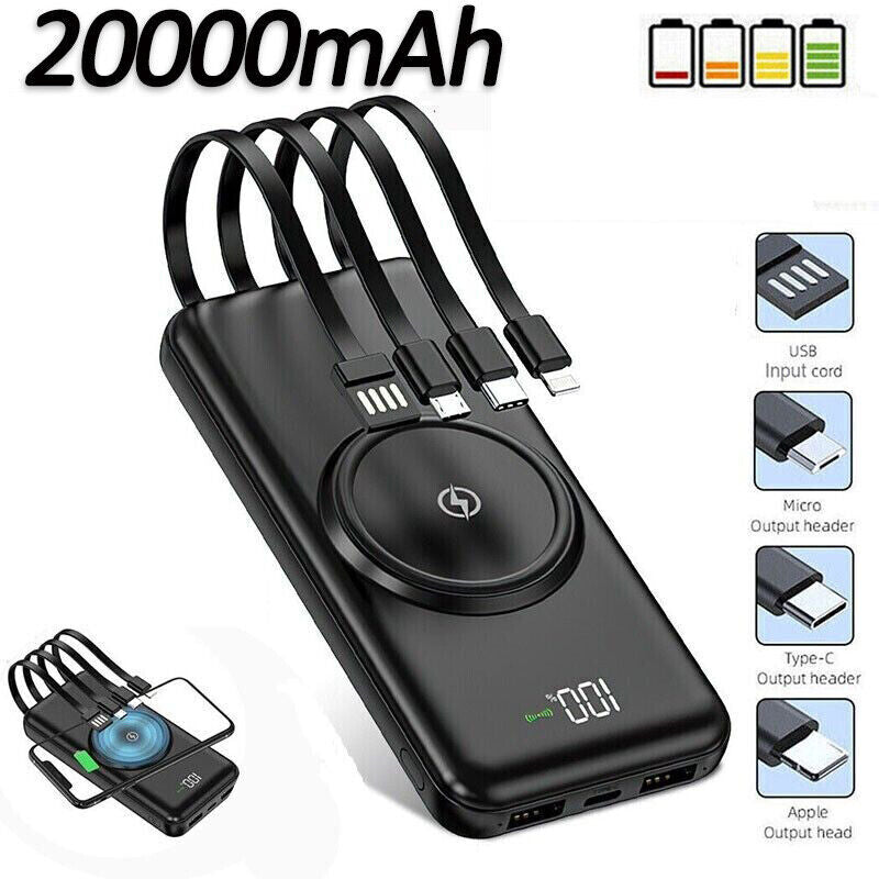 Portable Power Bank 20000mAh – Wireless Fast-Charging Magnetic Battery