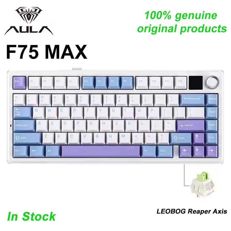 Aula F75 MAX Mechanical Keyboard – 75% Hot-Swap, RGB, TFT Screen, Bluetooth / 2.4G / Wired
