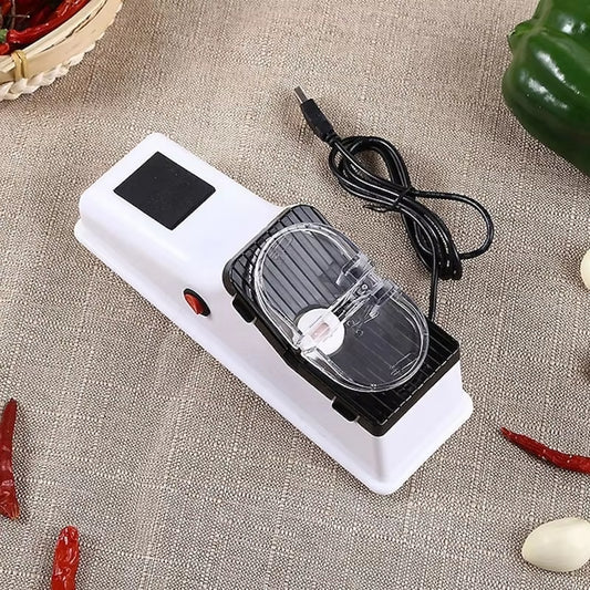 USB Electric Knife Sharpener – Fast Automatic Sharpening for Kitchen Knives & Scissors