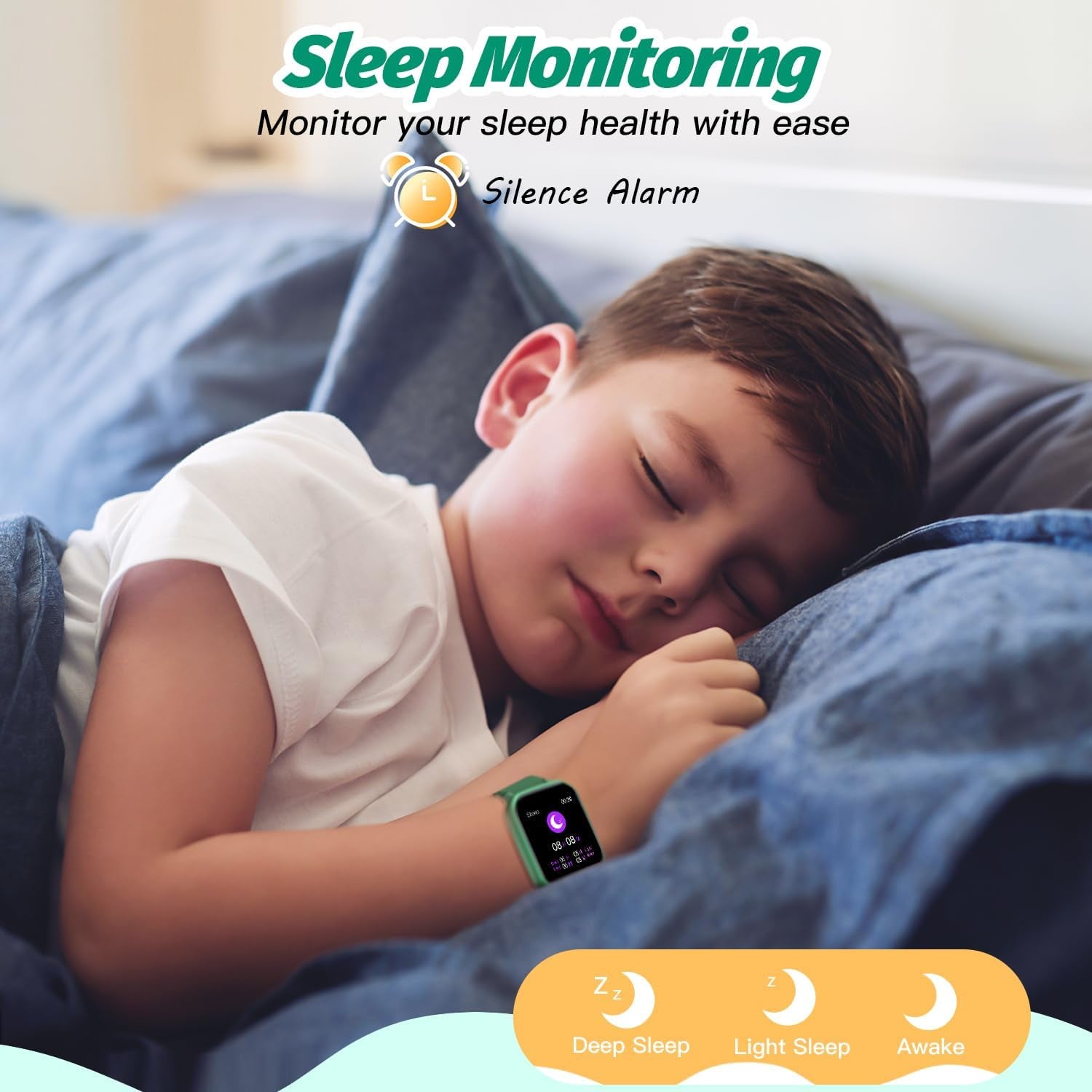 Kids Smart Watch – IP68 Waterproof Fitness Tracker with DIY Faces, Heart Rate & Sleep Monitor (Green) 