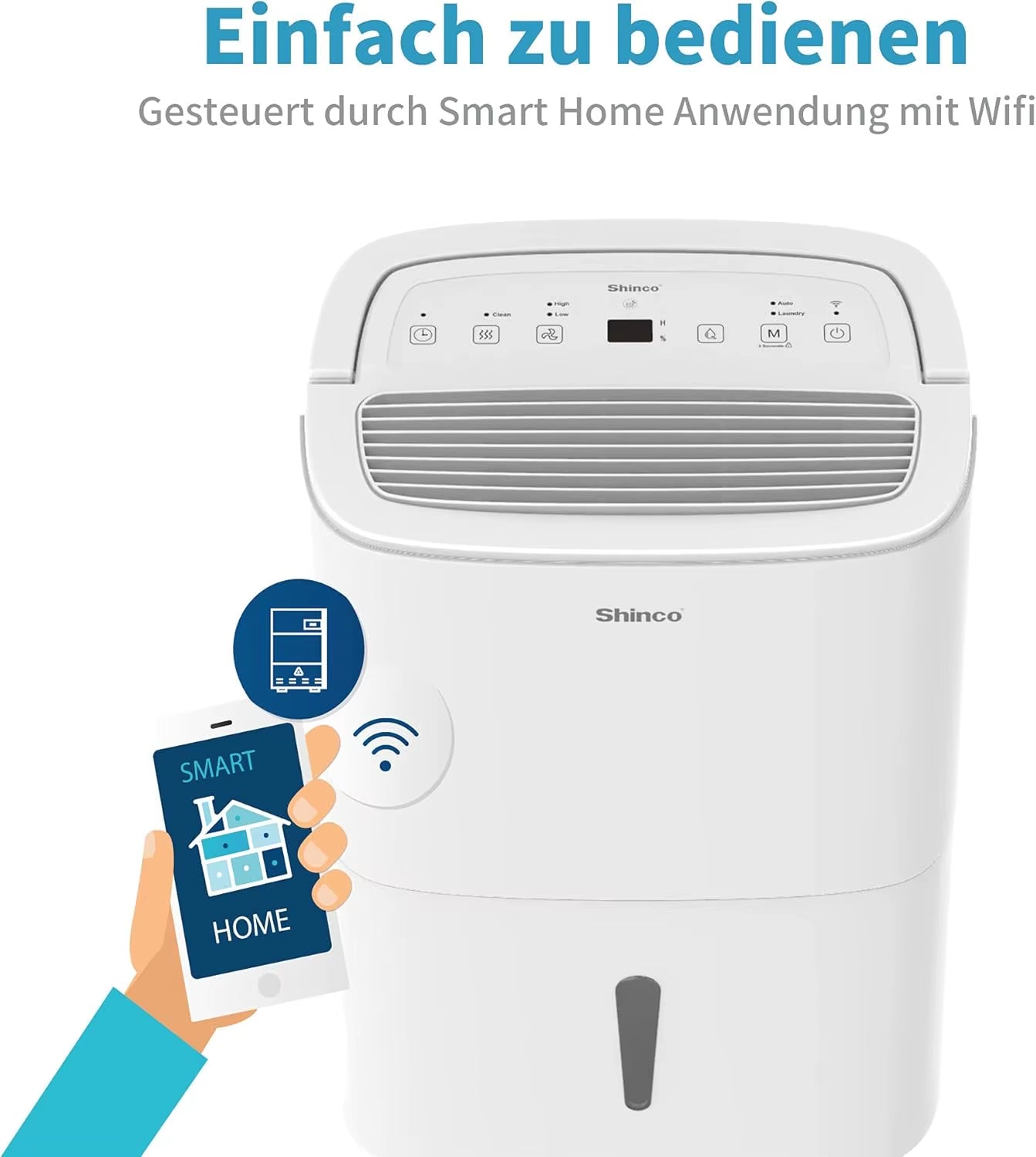 30L Electric Dehumidifier with WiFi | Energy-Saving, Automatic Restart, Laundry Mode, 24H Timer