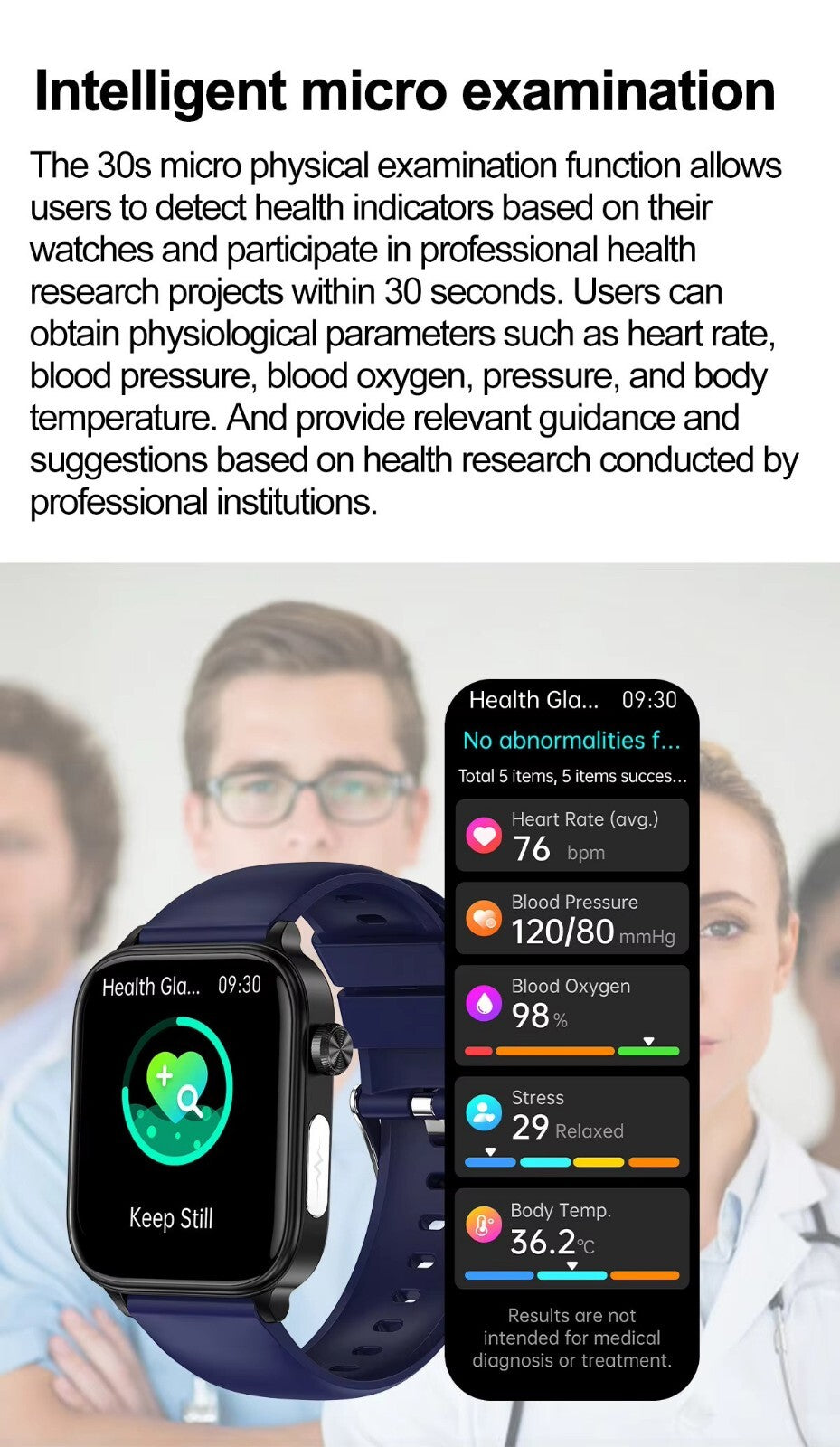 ECG/PPG Smart Watch – Heart Rate, Blood Pressure & Temperature Monitor, 1.96" Full-Touch, IP68