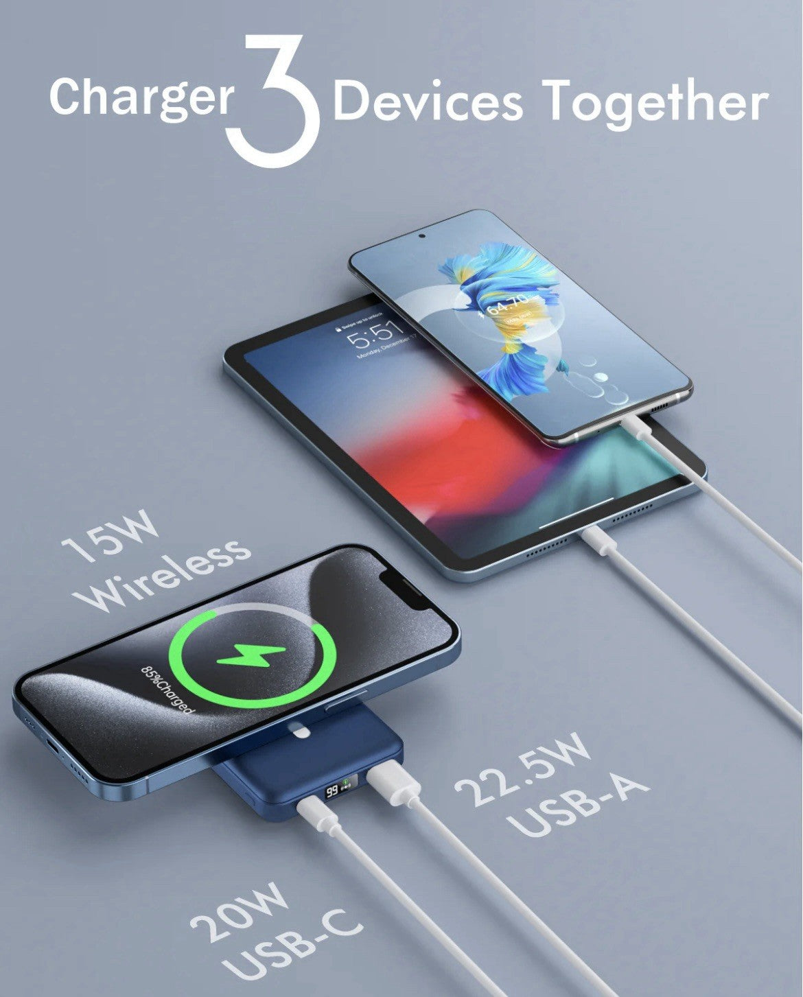 Magnetic Wireless Power Bank 10000mAh – Foldable Mini Fast-Charge Backup