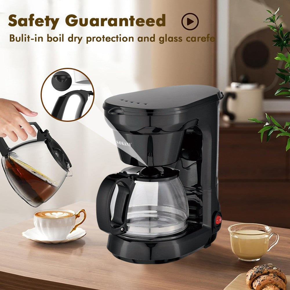 Filter Coffee Maker Machine 750Ml Instant Anti-Drip Fast Brewing Time 650W – Black
