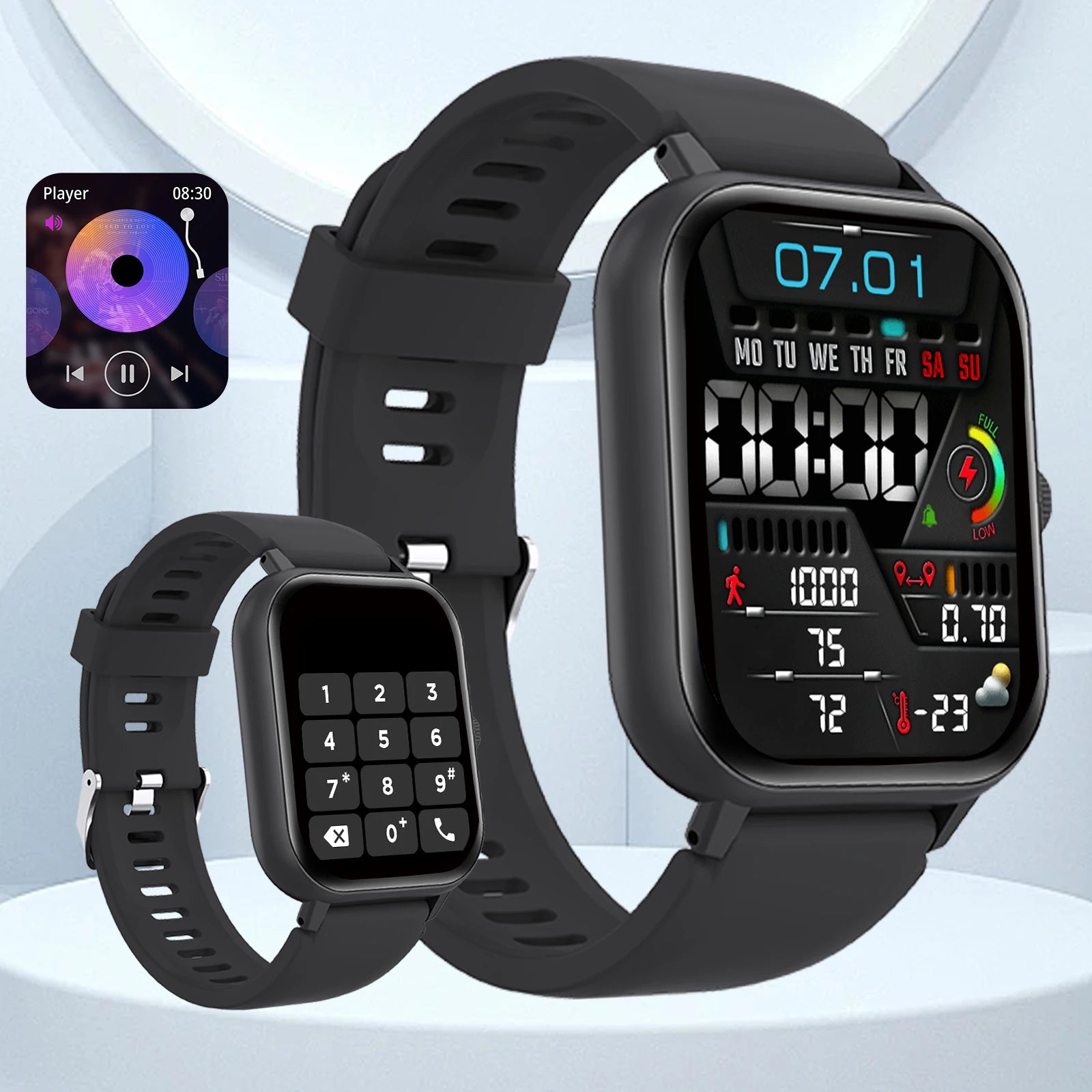 Wireless Smart Watch – Call Alerts, Fitness Tracking, Soft Silicone Strap